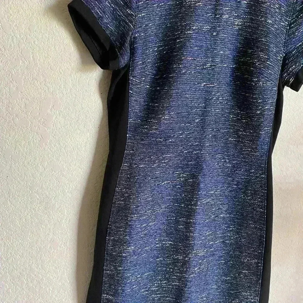 Madewell Shimmerweave Blue Metallic Tee Tweed Coquette Mini Shift Dress Size 0 - Picture 6 of 8